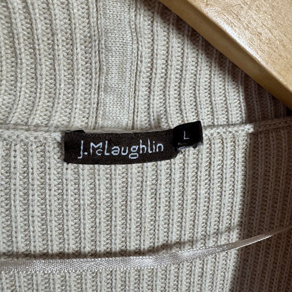 J.McLaughlin Drape Rib Knit Open Front Cardigan Sweater Women L Tan Minimal - Picture 6 of 7